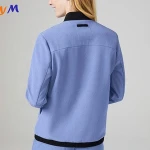 Ribbed Collar Zipper Closure Hospital Uniform Medical  Scrubs Bomber Nurse Jacket Women Soft Fleece Outwear Coat