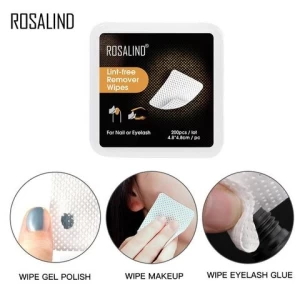 Rosalind nail supplies 200pcs/lot gel nail polish remover pads cotton pads nail wipes lint-free remover wipes with plastic box