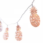 Rose Gold Pineapple Metal 5Ft 10 LED Lantern String Lights Party Bedroom Wall Decor Bridal Showert Indoor Patio Summer Lighting