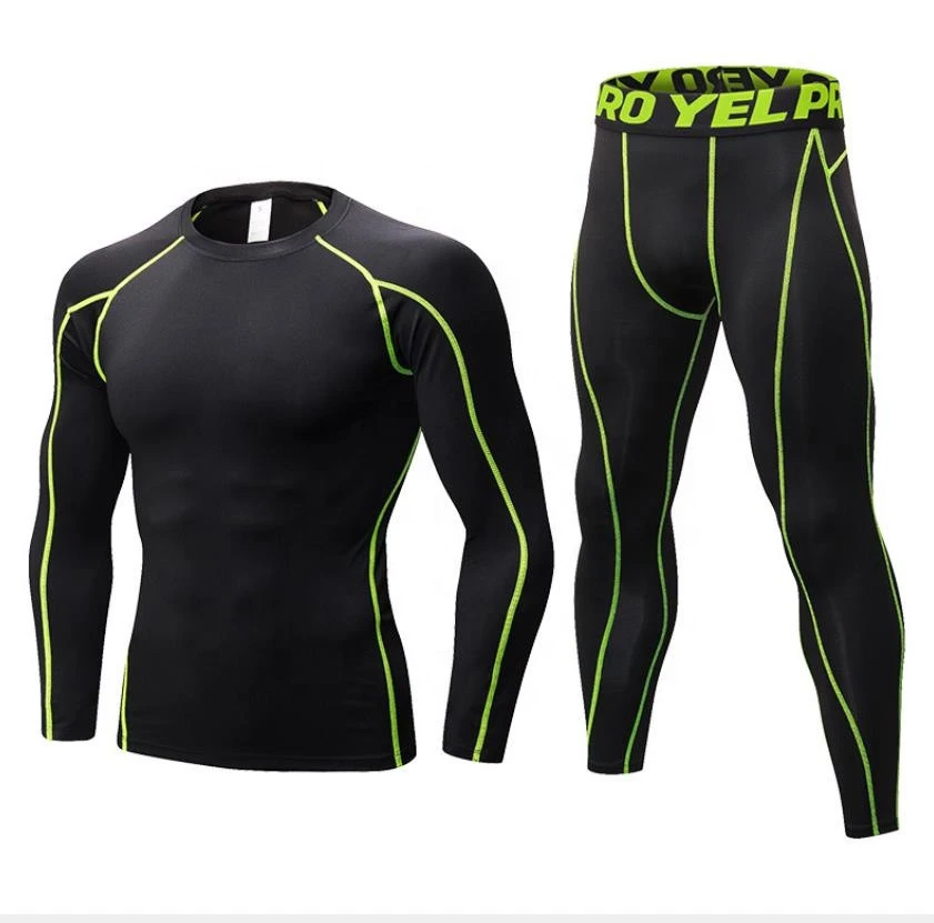 Running suit men long sleeve fitness high elastic tights training clothes
