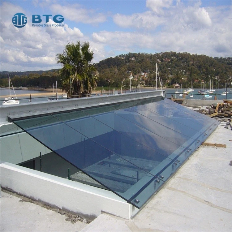 Safety building design 10mm+2.28pvb+10mm clear tempered glass skylight roof laminated factory price