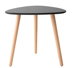 Scandinavian modern wooden round tray side coffee table with solid wood leg