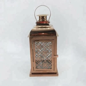 shiny decorative high quality stainless steel hurricane candle lanterns