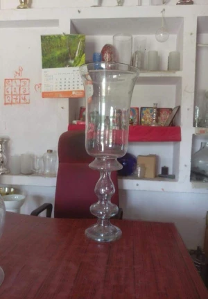 silver plated big glass vase for centre table decor