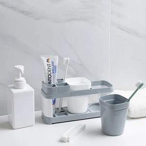 Simple Toilet Storage Rack Toothbrush Holder Brush Cup Set Bathroom Toothbrush Rack