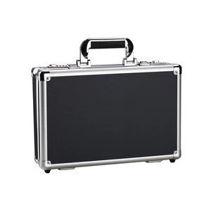 Small Aluminum Hard Briefcases for Men Black Metal Frame Carrying Flight Case with Combination Locks