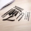 Small Travel Black Stainless Steel Nail Cutter Care Set Manicure Tools 15 Pcs