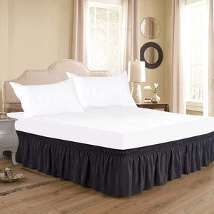 Solid Color Bedding Elastic Dust Ruffles Wrap Around Polyester Bed Skirt Queen King Super King Size