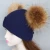 Import Solid color winter hats ribbed style knitted hats real fur pompon hat beanies from China