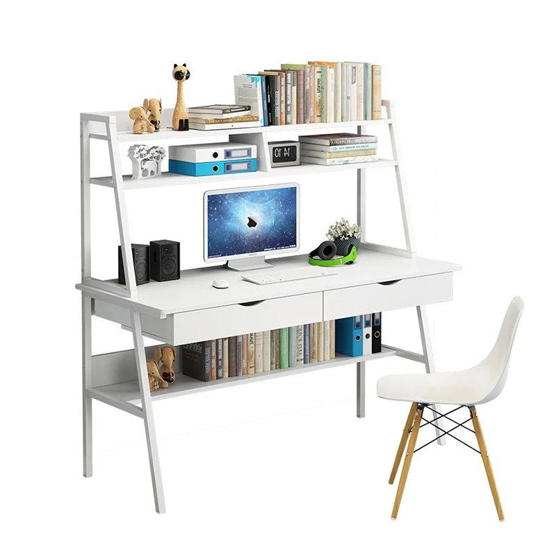 Space Saving Executive Ergonomic Work Home Simple Modern Wooden Computer Writing Desk with Drawer