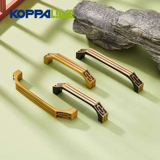 Koppalive Chinese Style Vintage Furniture Handles Antique Brass Lines Kitchen Cabinet Drawer Pull Handle