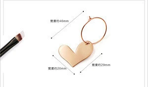 Stainless Steel Heart Engraved Pendant Luxury Huggie Hoop Earrings For Women 14K Gold Plated