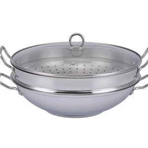 Stainless Steel Wok with Steamer Cookware Set