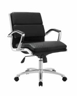 Steel Softpad Leather Low back Chair with armrest in PU cover