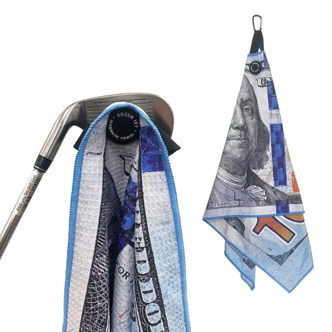 Sublimation printing golf magnetic towel built-in magnet for easy attaching to golf clubs and carts