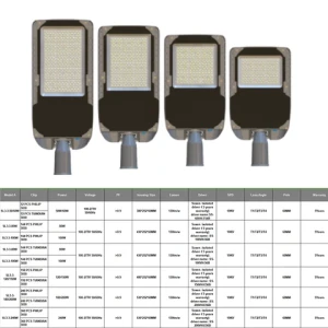 Super Brightness LED Street Light 50W-240W 100-277V 130LM/W PF>0.9 5 Years Warranty 10KV SPD for Street Lighting