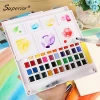 Superior 12/36/48 Solid Watercolor Painting Set With Paintbrush Bright Color Portable Watercolor Pigment For Students Outdoor