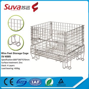 Supermarket Plastic Pallet Cage Metal Storage Bins Warehouse Storage Cage