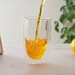 Supply High Heat Resistant 350ml Glass Juice Cup Cylinder Round Double Wall Glass Cups for Hotel Restaurant Kids Durable Using