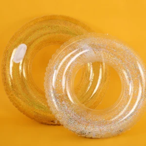 Swimming Pool Inflatable Adult Swimming Ring Seat Ring Life Buoy Novel Transparent Sequined Swimming Ring Water Air Cushion