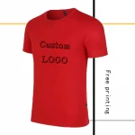 T-shirt custom printed Ice silk white men casual OPP bag packaging custom logo free silkscreen printed T-shirt