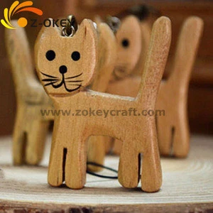 The design of the practical Engraved laser cut wood craft wood key chain cat shape