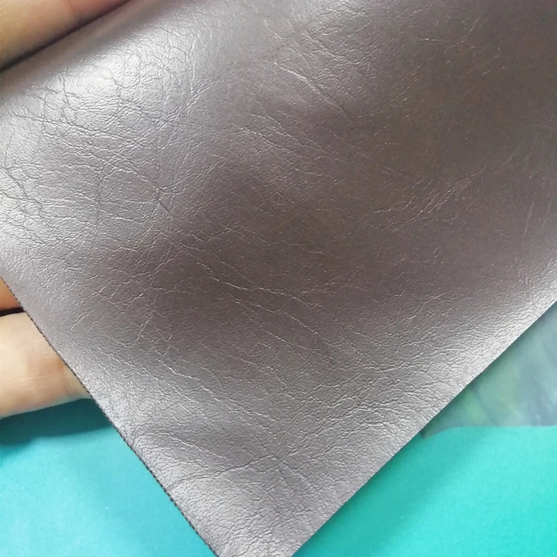 The newest leather material artificial PU leather 0.9mm thickness coffee color synthetic leather for winter shoes and boots