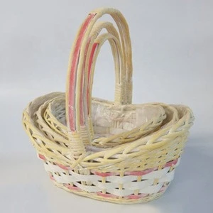 top quality small honey willow wicker garden basket with pp liner