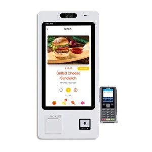 Touch Screen Self Service Payment POS Restaurant All In One Order Kiosk With Thermal Printer
