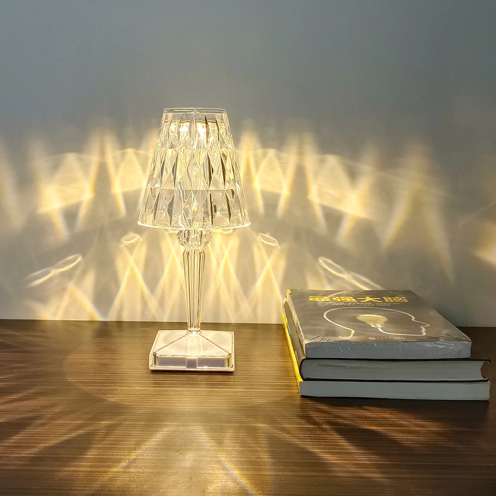 Touch Sensitive Table Light Home Decor Acrylic Luxury Desk Lamp Transparent Creative Crystal Beside Table Lamp