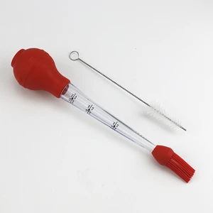 Turkey Needle Spice Pump, Barbecue Tool, Silica Gel Dripping Oil Seasoning Tube with Cleaning Brush Kitchen Tools