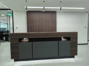 two person office furniture counter design front reception table