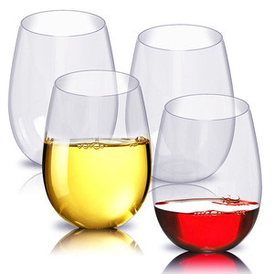 Unbreakable Polycarbonate Custom Printed  Sublimation Plastic Blank Tumbler Goblet Personalized Restaurant Stemless Wine Glass