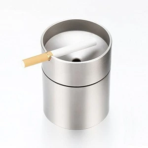 Unbreakable Stainless Steel Tabletop Ashtray with Lid Windproof Cigarette Ashtray
