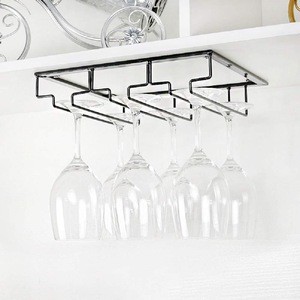 Under cabinet wine glass hanging rack