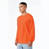 "Unisex Orange Long Sleeve T-Shirt - 100% Airlume Cotton, Classic Crew Neck, 4.2 oz Jersey"