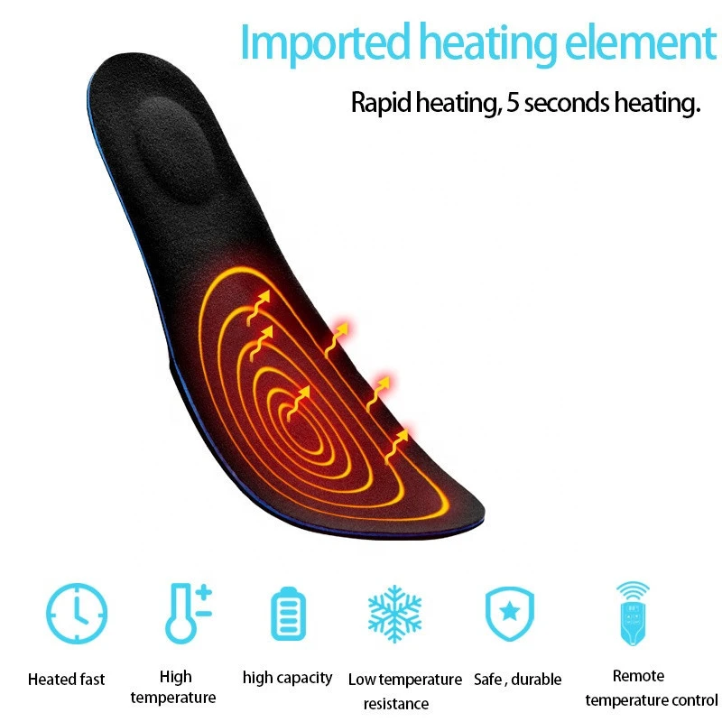 Unisex Thermal Heated Insoles Wireless Rechargeable Electric Shoes Heater Foot Warmer for Winter Outdoor