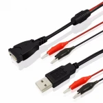 USB Alligator clips Crocodile wire Male/female to USB tester Detector DC Voltage meter ammeter capacity power meter monitor, etc