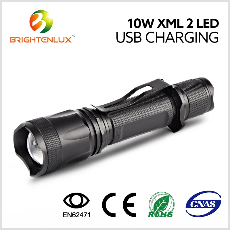 USB Charging Zoom Focus 4.5V Rechargeable Led Flashlight Tactical Light
