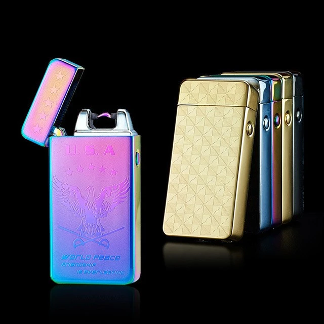 USB Rechargeable Carved ARC Electronic Cigarette Windproof Electronic Lighter