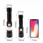 USB Rechargeable LED Flashlight 4 Modes Aluminum Alloy Magnetic LED Waterproof COB Flashlight