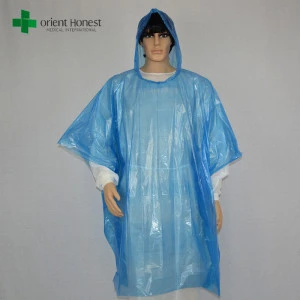 Variety Color Adult Rain Poncho Reusable Raincoat with Hoods and Sleeves
