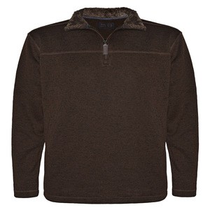 Victory Outfitters Men&#39;s Heather 1/4 Zip Knit Sweater w/Sherpa Lined Collar - Grey/Chocolate/Navy/Brown/Sky Blue/ Charcoal/green
