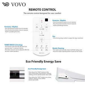 VOVO VB4000 Elongated Warm Air Dryer Deodorization LED Night Light Full Stainless Nozzle Cleaning Electronic Bidet toilet Seats