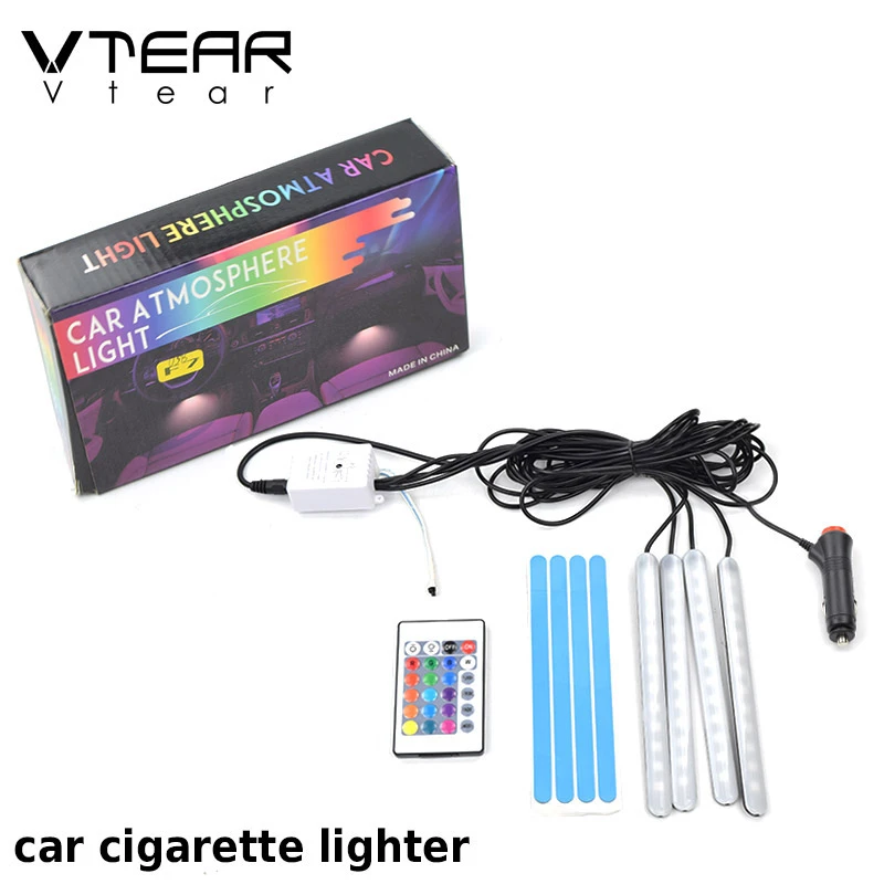 Vtear Car Interior LED Decorative Light Bar Ambient Foot Lamp With Cigarette Lighter atmosphere lights Backlight Car accessory