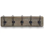 Wall Mounted Coat Rack, Wooden Entryway Vintage Rustic Coat Rack Hat Hanger Rack Zinc die-cast 4-Hook Rail for The Entryway