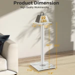 White Speaker Stand with Marble pattern base for Surround Sound, 28 Inch Bookshelf Speaker Stands Each Holds 10kgs, 1 Pair