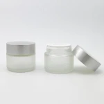 Wholesale 20ml 30ml 50ml Frosted clear glass bath salt jar with gold metal lid air tight luxury cosmetic cream container