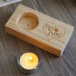 wholesale bamboo wedding Christmas holiday anniversary  birch wood wooden pillar candle holder for home decor