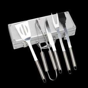 wholesale best quality 5pcs BBQ stainless steel grilling tool set